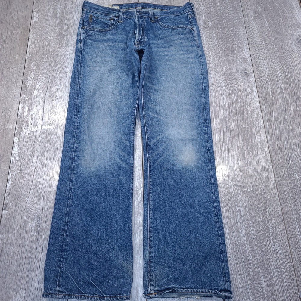 Abercrombie & Fitch Jeans Mens 31 Blue Kilburn Low Rise Boot Button Fly Denim